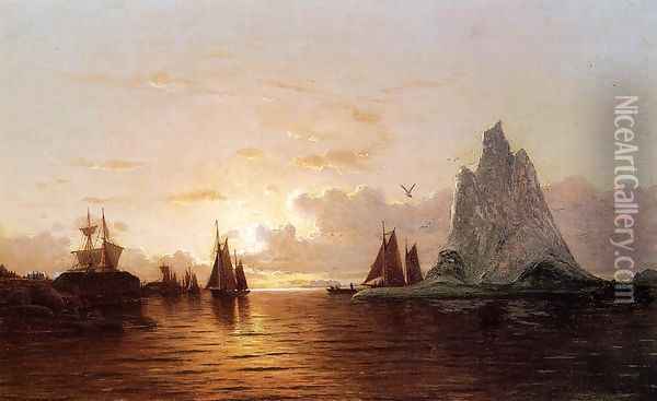 Sunset at the Strait of Belle Isle Oil Painting - William Bradford