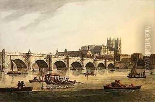 View of Westminster Bridge Abbey and Hall Oil Painting - Joseph Farington