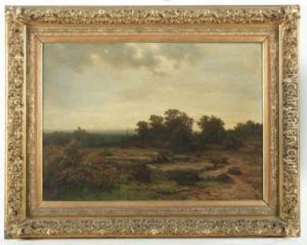 Landschaft Mit Wegekreuz Und Rastenden Wanderern Oil Painting - Carl Gustav Rodde