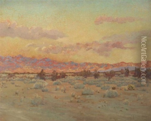 Evening Light On The Morongo Mts At Palm Springs Oil Painting - Charles Arthur Fries