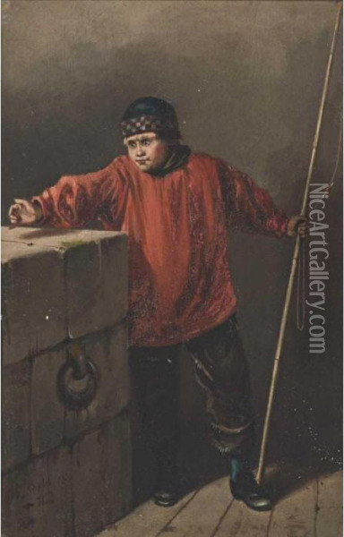 Fisherboy Oil Painting - Hermanus Jr. Koekkoek