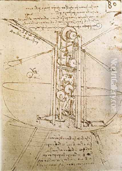 Flying Machine Oil Painting - Leonardo Da Vinci