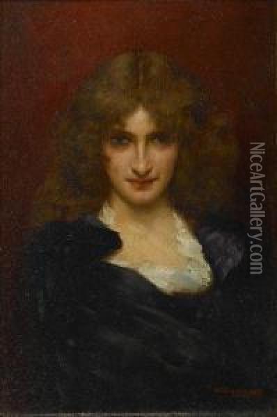 A Portrait Of A Young Beauty Oil Painting - William A. Breakspeare