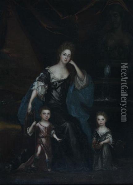 Group Portrait Ofmembers Of The Mostyn Family Oil Painting - Sir Godfrey Kneller