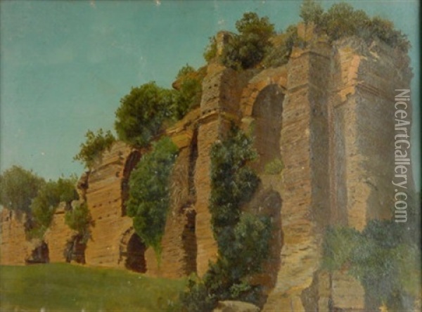 Blick Auf Ruinen Eines Aquaduktes In Romischer Campagnalandschaft Oil Painting - Arnold Ludwig August Overbeck