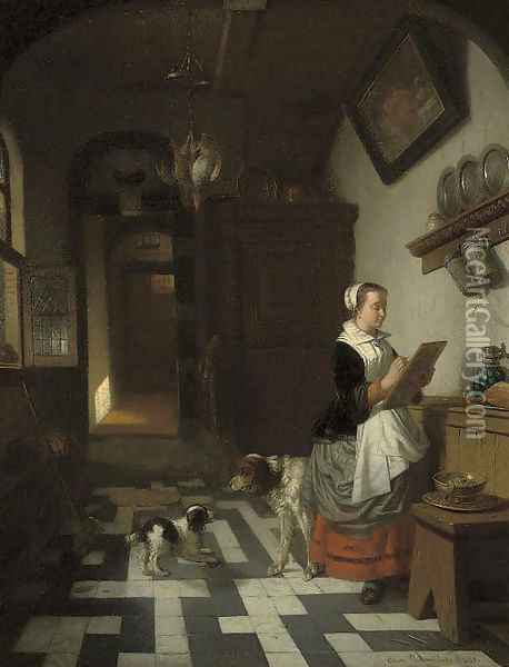 Morning chores Oil Painting - Adrien Ferdinand de Braekeleer