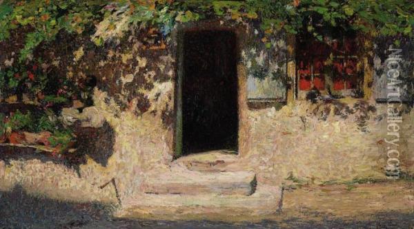 La Porte D'entree D'une Maison Dans Labastide Du Vert Oil Painting - Henri Martin