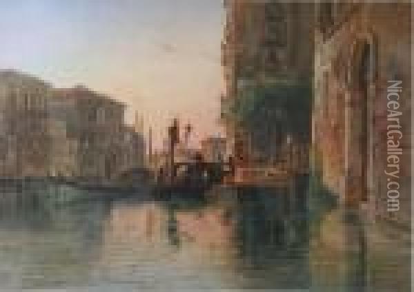 Venice Signed And Dated 1854 Oil Painting - Carl Friedrich H. Werner