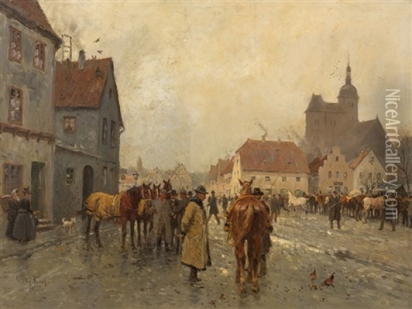 Street Scene Oil Painting - Georg Karl Koch