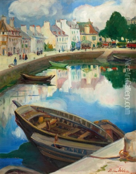 The Little Harbor, Concarneau, Brittany Oil Painting - Dixie Selden