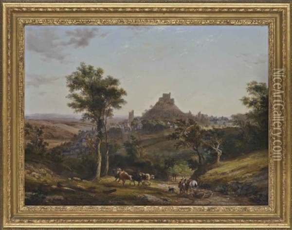 View Of Launceston Castle, Cornwall Oil Painting - John Dearman