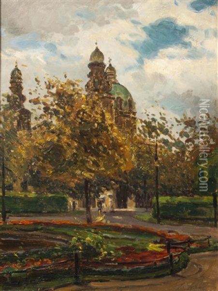 Die Theatinerkirche In Munchen Oil Painting - Josef Kral