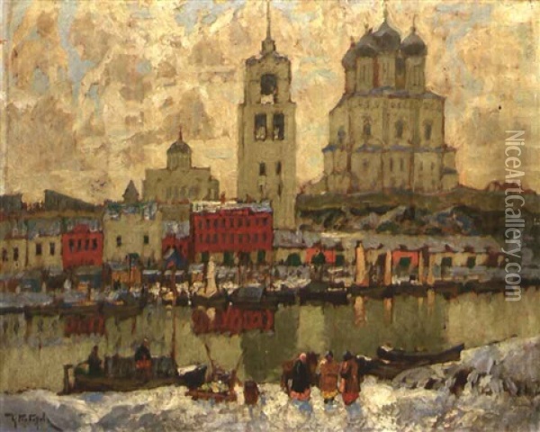 Pleskau (pskow) Oil Painting - Konstantin Ivanovich Gorbatov