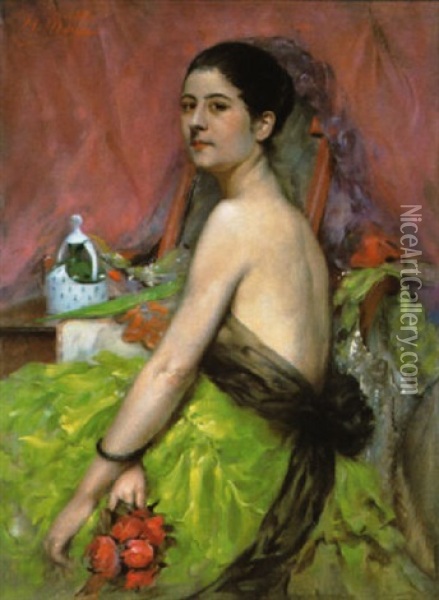 Dame In Avondjurk Oil Painting - Henri Moreau