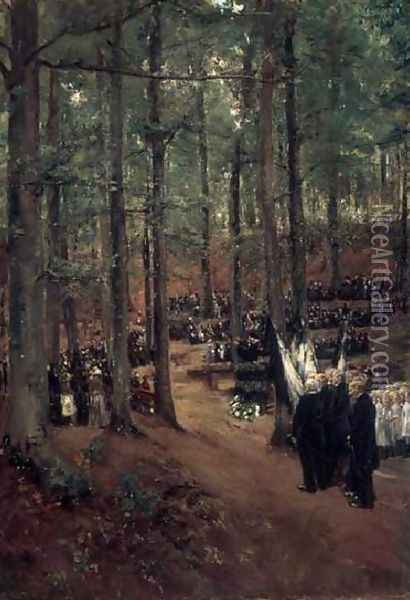 Memorial Service for Kaiser Friedrich at Kösen Oil Painting - Max Liebermann