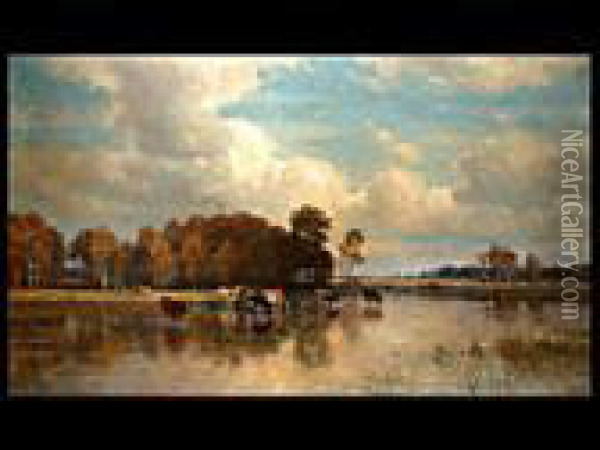 Kuhherde Im Seichten Uferwasser Oil Painting - Paul Weber