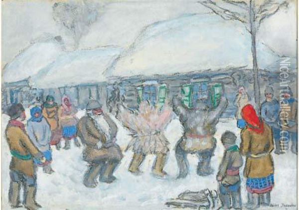Jeux Russes Oil Painting - Mikhail Nikolaevich Yakovlev