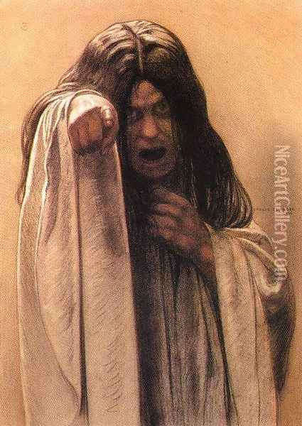 The Wave (Study) Oil Painting - Carlos Schwabe