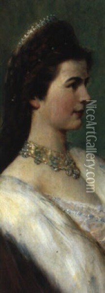 Kaiserin Elisabeth Von Tsterreich Mit Diadem Oil Painting - Rudolf Hausleithner