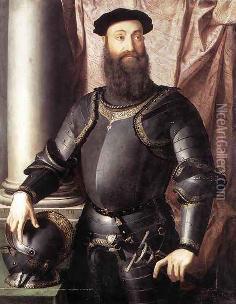 Portrait of Stefano IV Colonna 1546 Oil Painting - Agnolo Bronzino