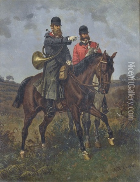 Zwei Pikore Auf Der Jagd Oil Painting - A. du Gravier