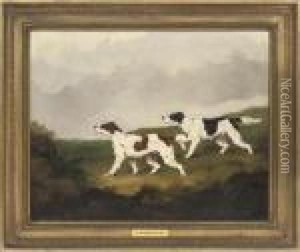 Setters In A Landscape Oil Painting - Martin Theodore Ward