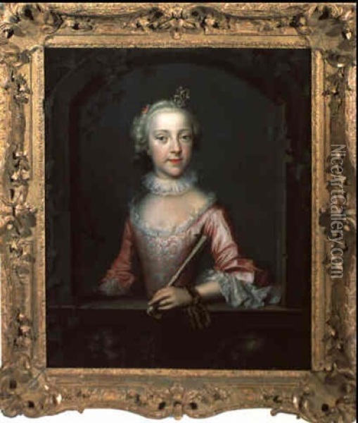 Bildnis Einer Jungen Dame Mit Einem Brillantendiadem Oil Painting - George de Marees