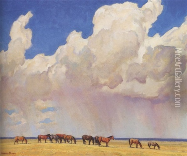Prairie Shower Oil Painting - Maynard Dixon