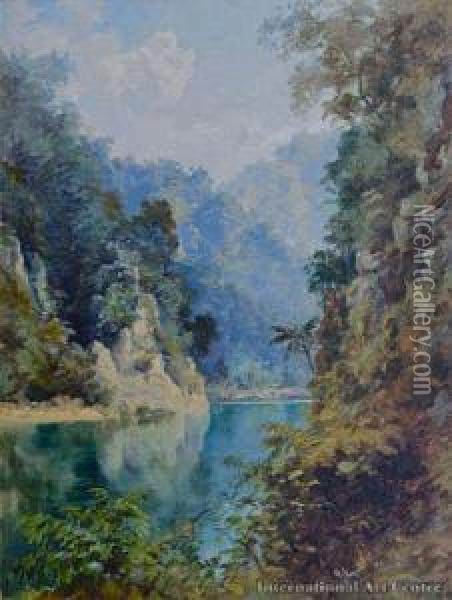 Wanganui River Oil Painting - Charles Henry Howorth