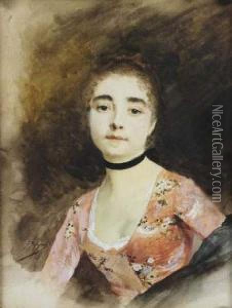 Portrait D'elegante Oil Painting - Gustave Jean Jacquet