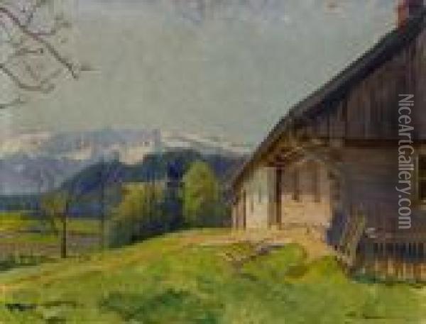 Widok Na Masyw Riesengebirge Z Kiesewald Oil Painting - Artur Wasner