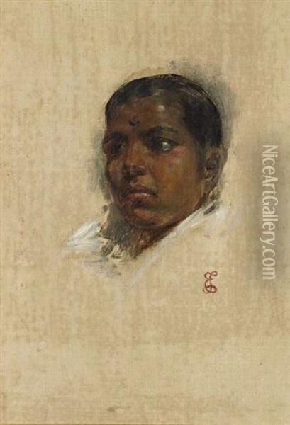 Study Of A Boy Oil Painting - Edwin Long