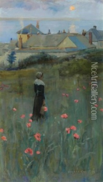 Poppies Oil Painting - Norman Garstin