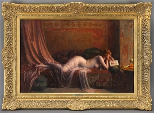 A Good Book Oil Painting - Delphin Enjolras