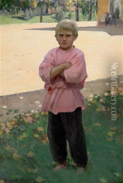 Village Boy, Circa 1900-1910 Oil Painting - Nikolai Petrovich Bogdanov-Bel'sky