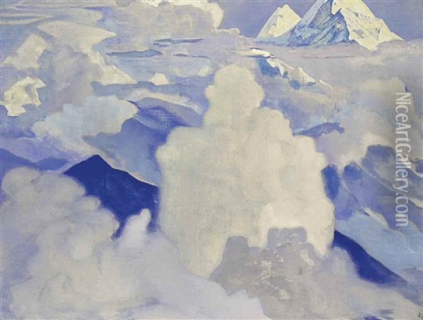 White And Heavenly, From The Series 'his Country Oil Painting - Nikolai Konstantinovich Roerich