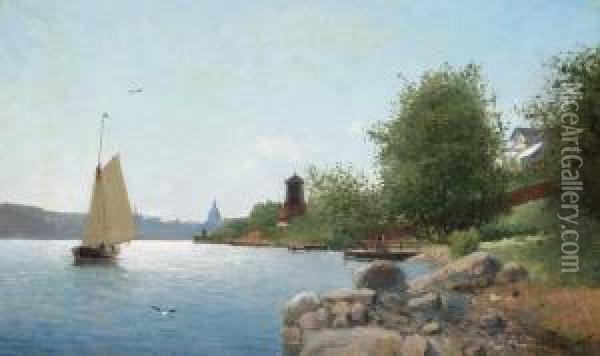 Waldemarsudden, Professor Malmstens Villa Oil Painting - Christian Fredrik Swensson