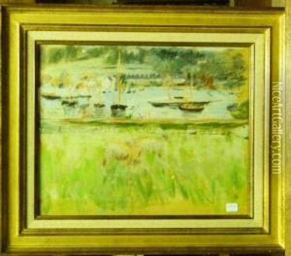 Bateaux Bords De Riviere Oil Painting - Berthe Morisot
