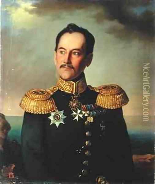 Portrait of Vice-admiral Nikolai Rimsky-Korsakov (1793-1848) Oil Painting - G. Botmann