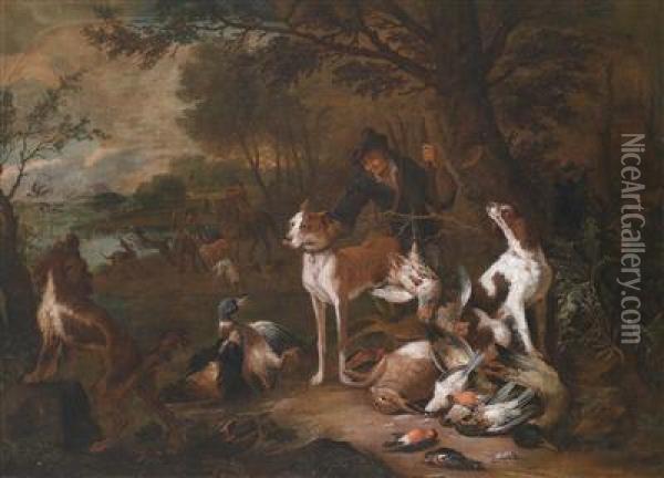 A Hunting Scene Oil Painting - Adriaen de Gryef