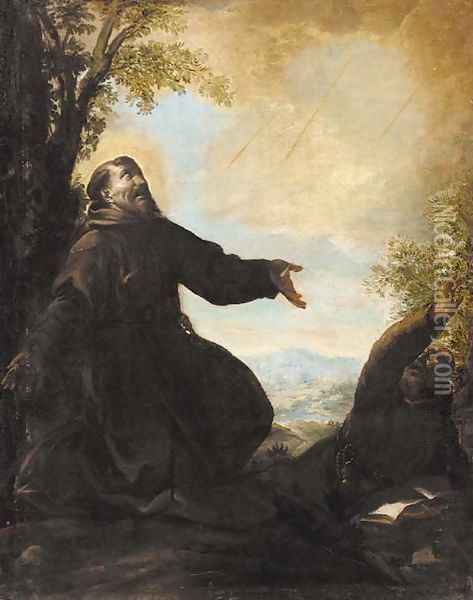 The vision of St. Francis Oil Painting - Italian School