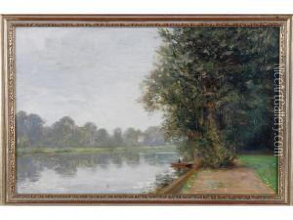 On The Thames At Bisham Oil Painting - Frank Percy Wild