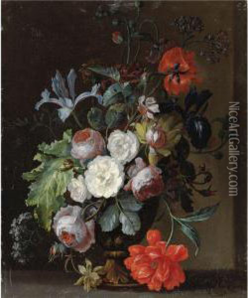Natura Morta Con Vaso Di Fiori Oil Painting - Justus van Huysum