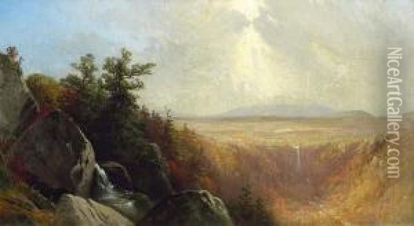 ''kaaterskill Clove With Haines & Kaaterskill Falls'' Oil Painting - George Henry Smillie