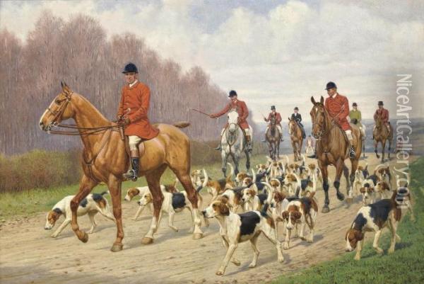 The Hunt Moving Off Oil Painting - Edward Algernon Stuart Douglas