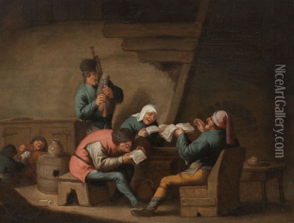 Peasants Playing Music Oil Painting - Anthonie Victoryns