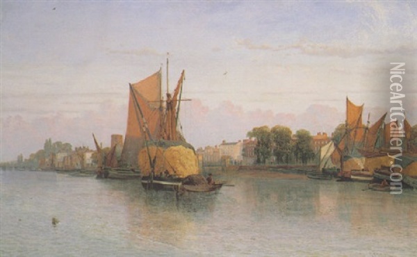 Early Morning On The Thames, Chelsea Oil Painting - Joseph Paul Pettitt