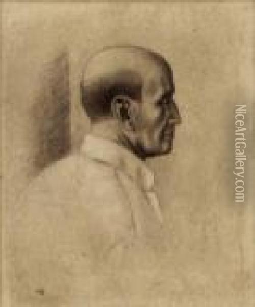 Profilo Maschile 1926 (studio Perchirurghi) Oil Painting - Ubaldo Oppi