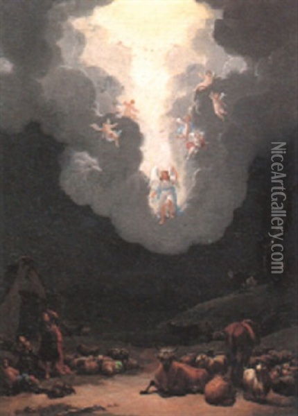 The Annunciation Of The Shepherds Oil Painting - Pieter Bout