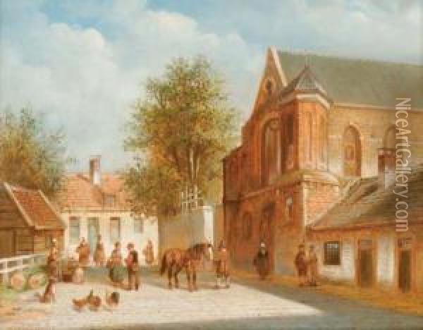 View Of A Sunny Town Oil Painting - Willem Hendrik Eickelberg